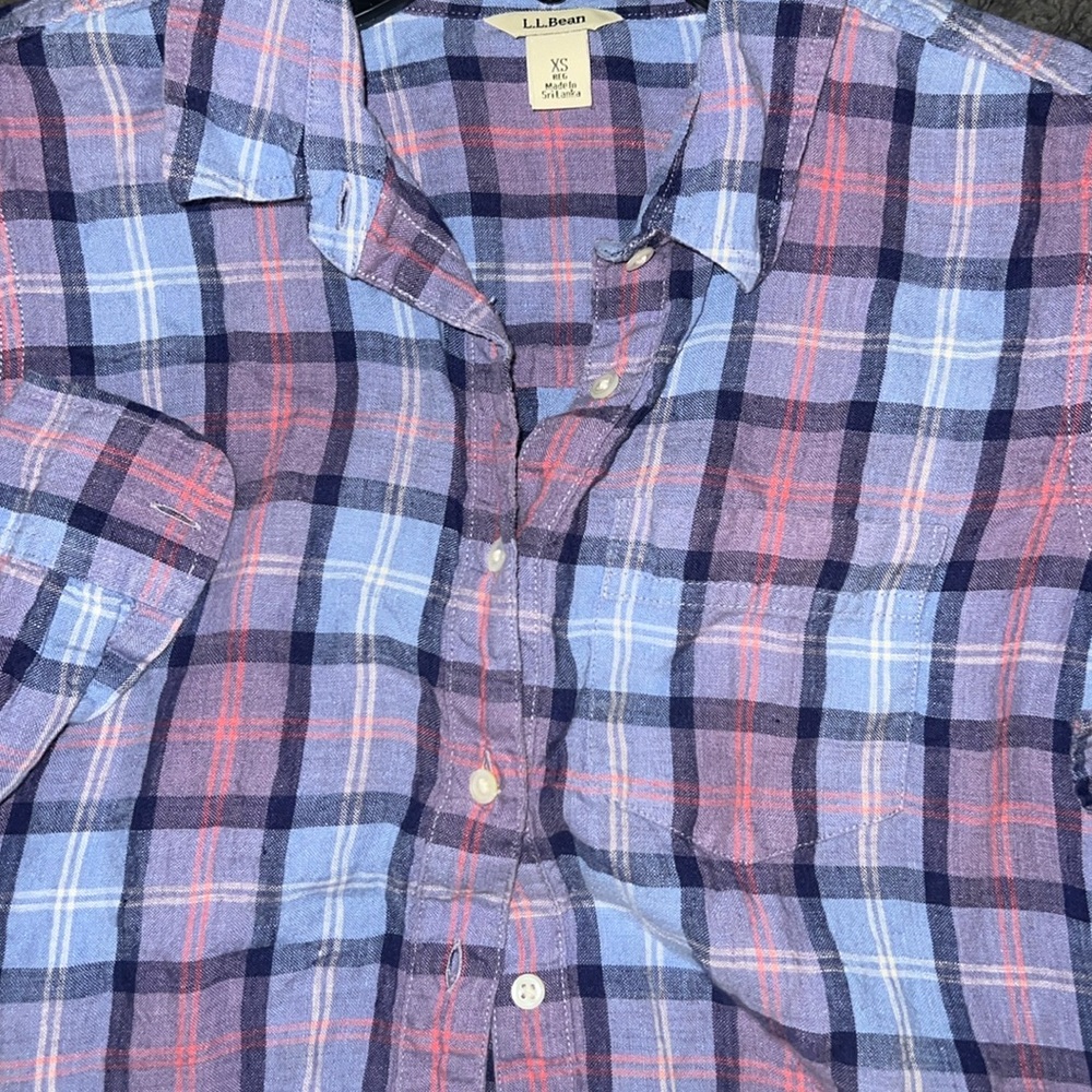 Womens L.L. Bean Plaid Button Up XS